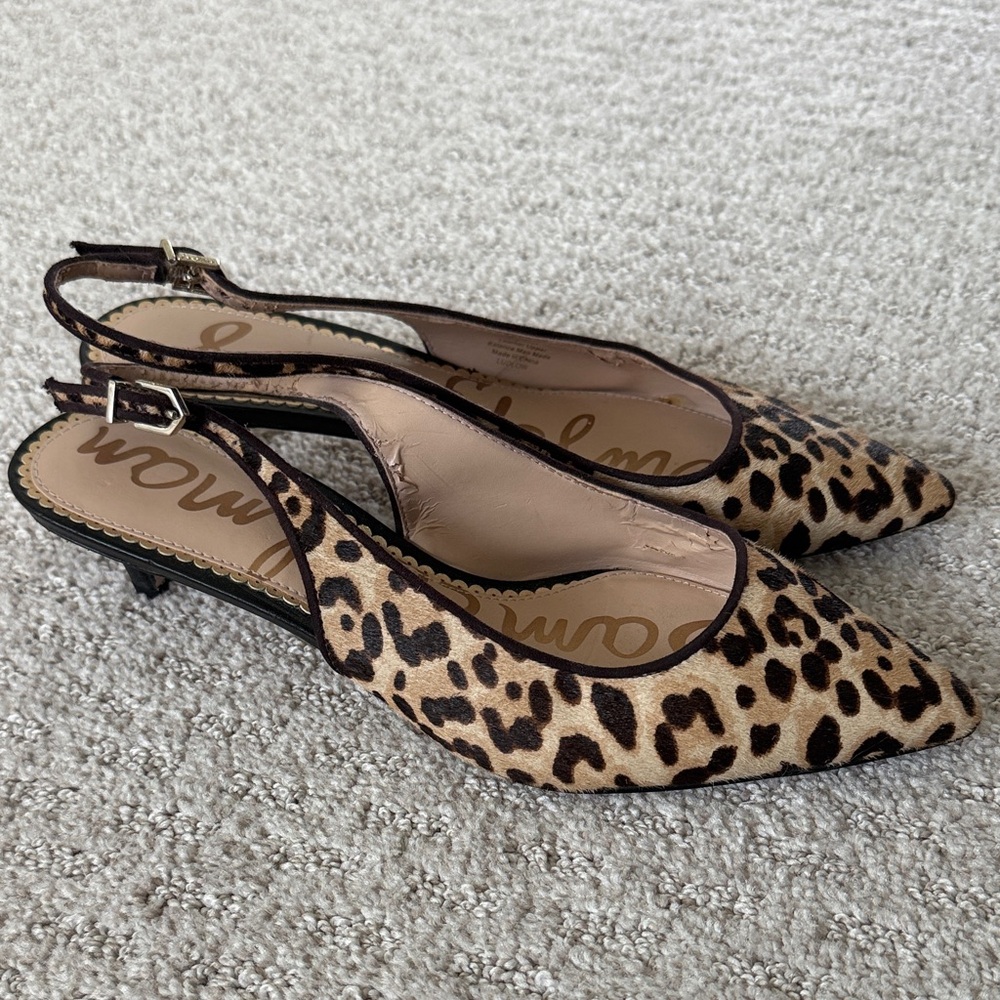Sam Edelman Leopard Print Slingback Kitten Heels. Size 7. - Picture 2 of 6